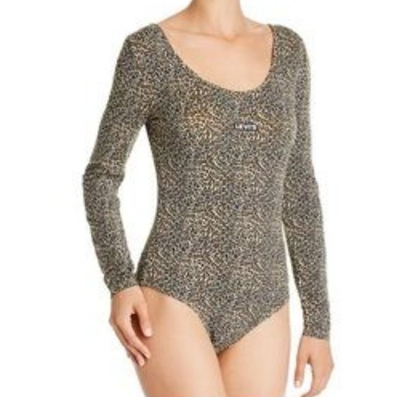 Levi’s Josie Leopard Print Long Sleeve Bodysuit Size M Animal Print - Picture 7 of 11